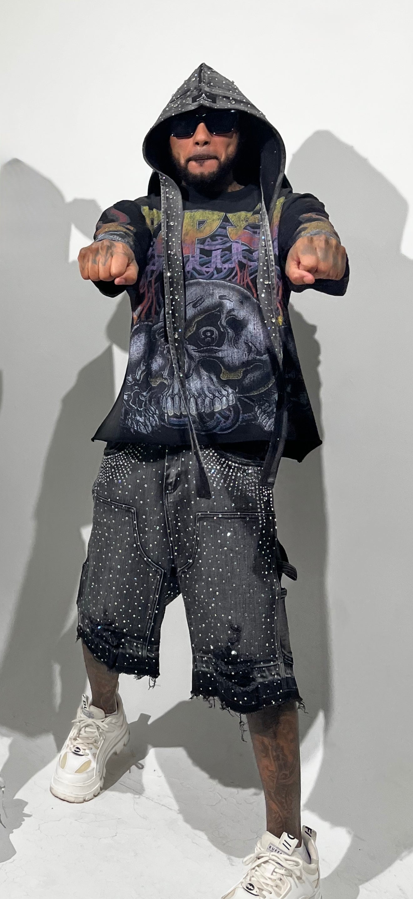 Paper Money Crystalized Shorts in Black