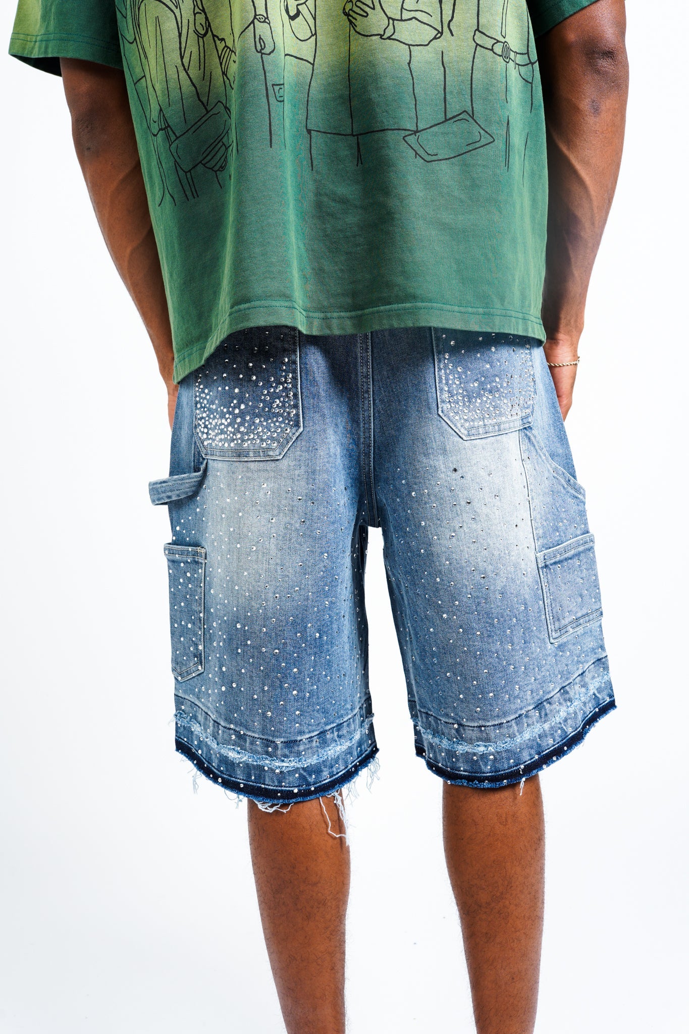 Paper Money Crystalized Shorts in Blue
