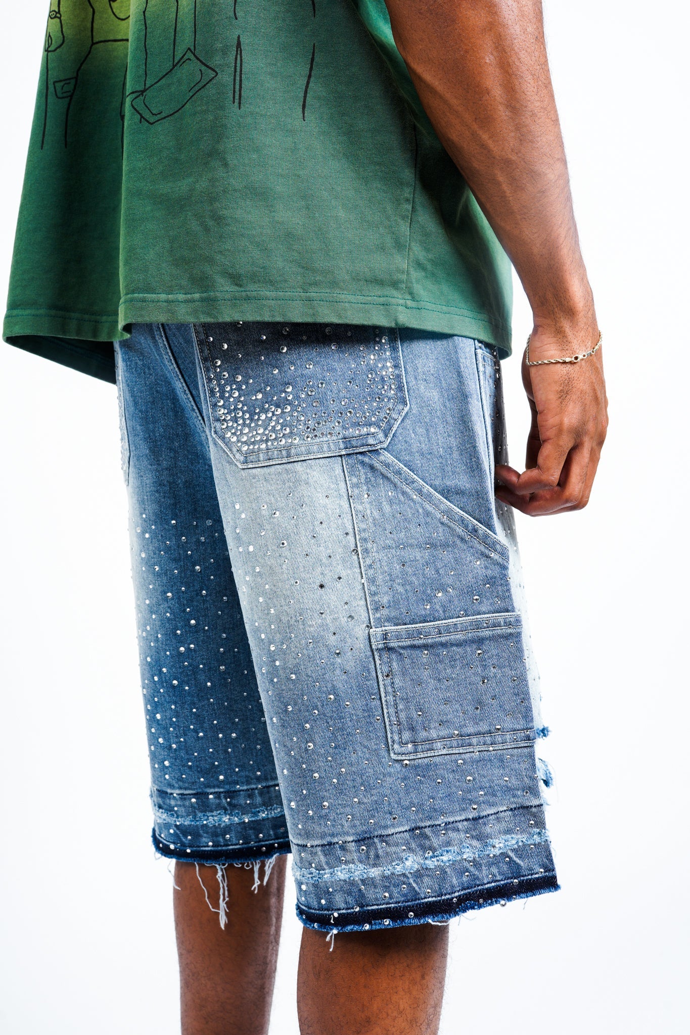 Paper Money Crystalized Shorts in Blue