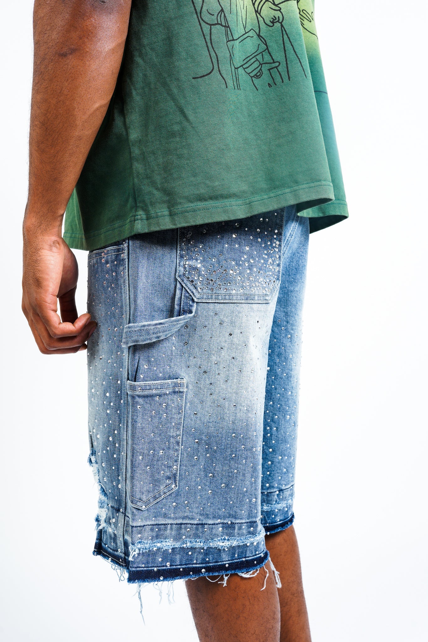 Paper Money Crystalized Shorts in Blue