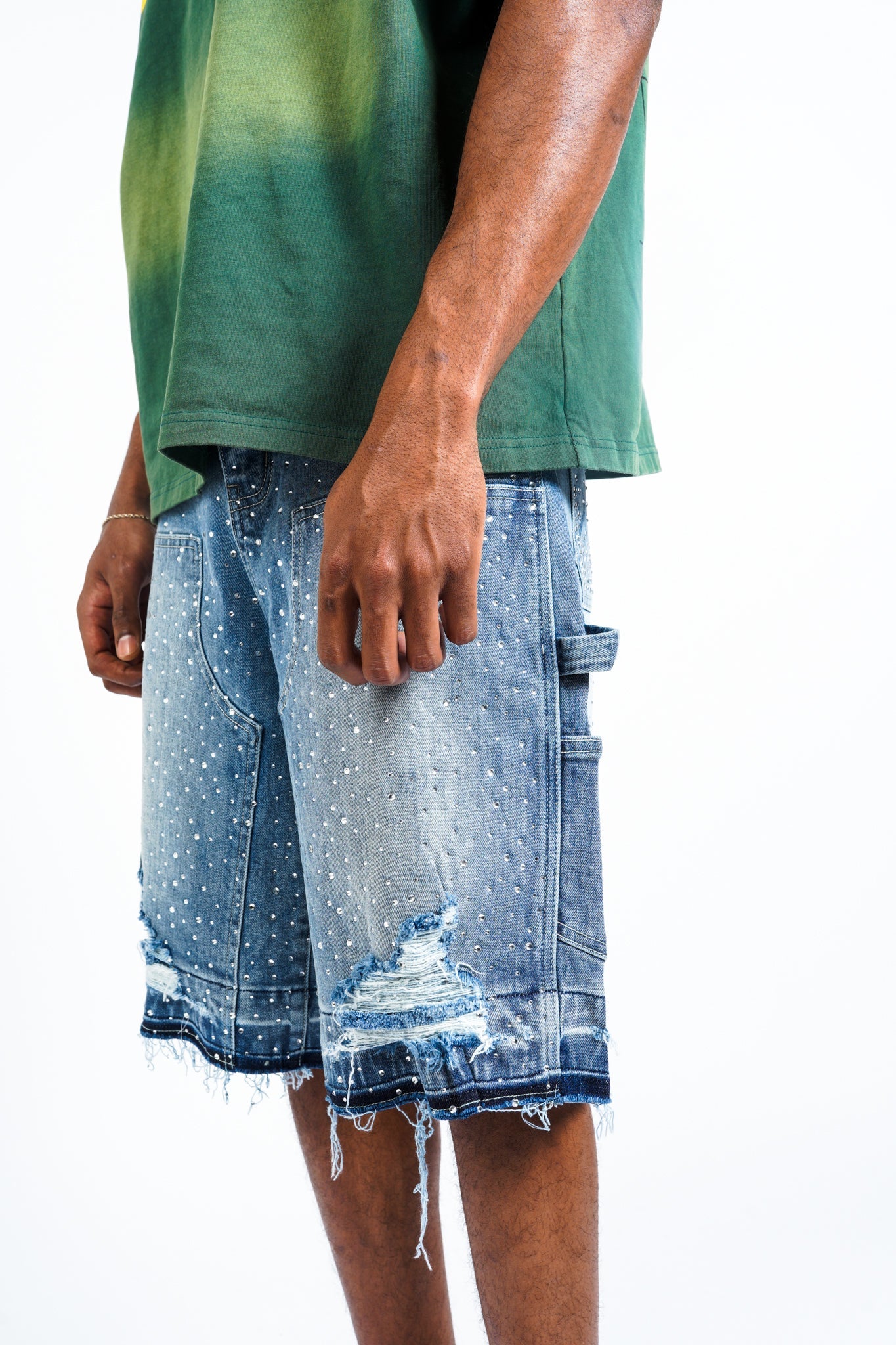 Paper Money Crystalized Shorts in Blue