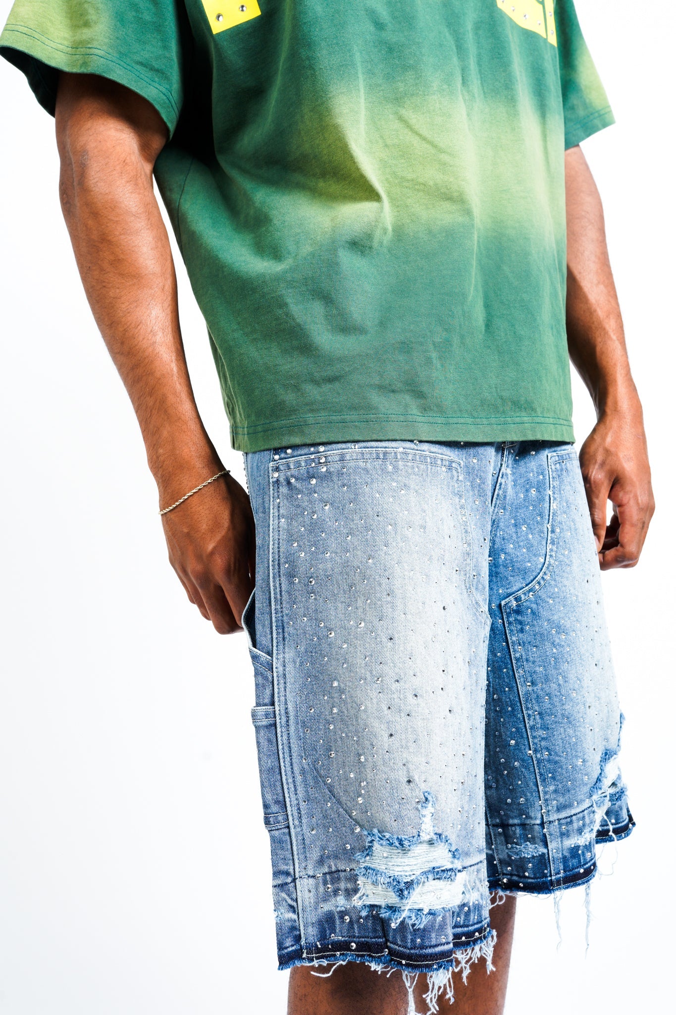 Paper Money Crystalized Shorts in Blue